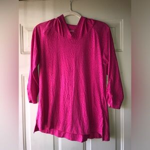 Columbia fuschia hooded burnout top size M